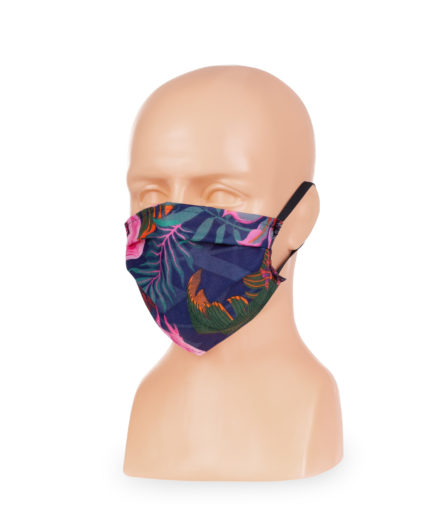 Maska ochronna na twarz - liście na granatowym tle