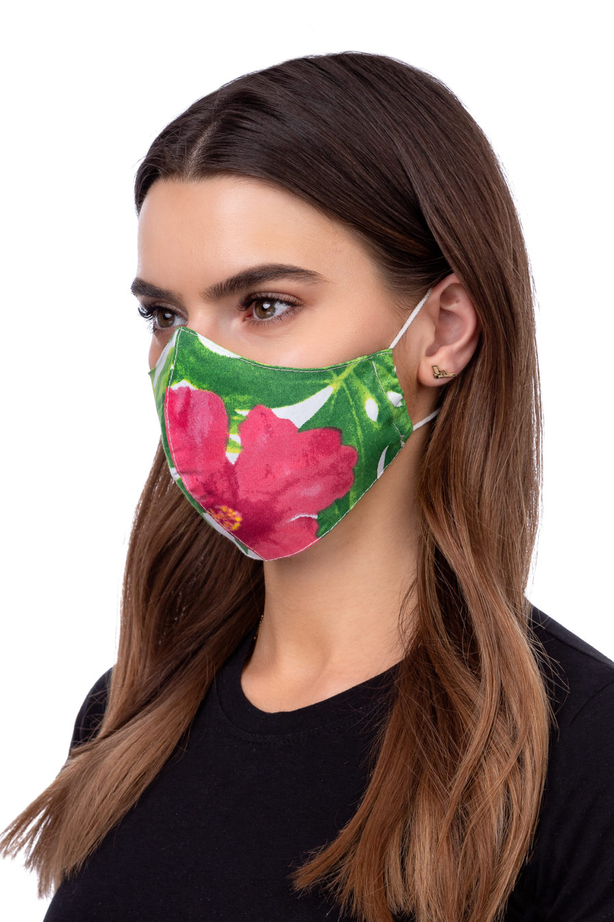 Maska ochronna na twarz - profilowana liście zielone