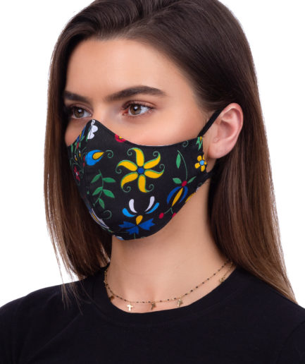 Maska ochronna na twarz - profilowana wzór kaszubski czarny
